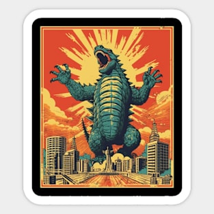 Retro Vintage Godzilla Propaganda Poster Sticker